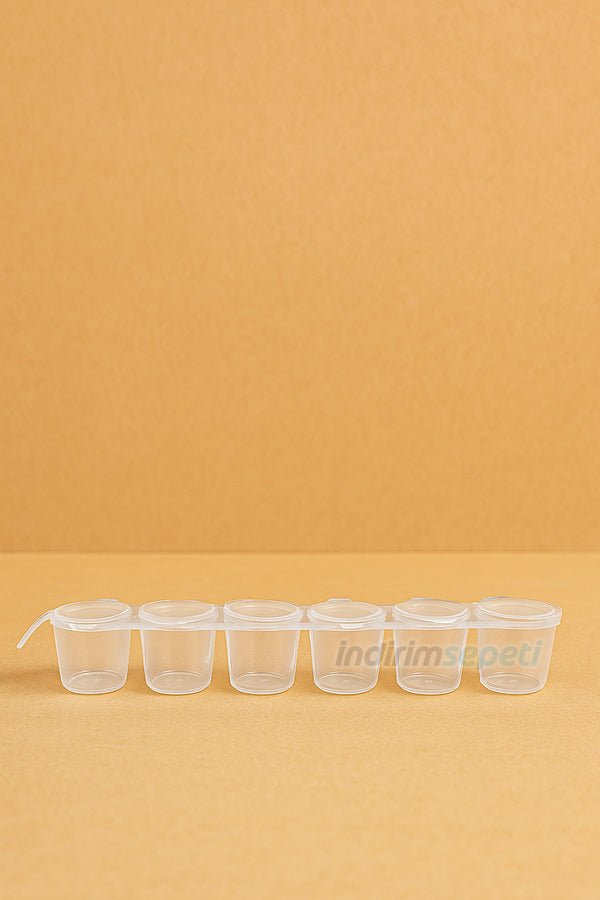 25 ml cc Kapasiteli Pratik Plastik Boya Kutusu – 6'lı Şerit 6x 20Ml 1 Adet