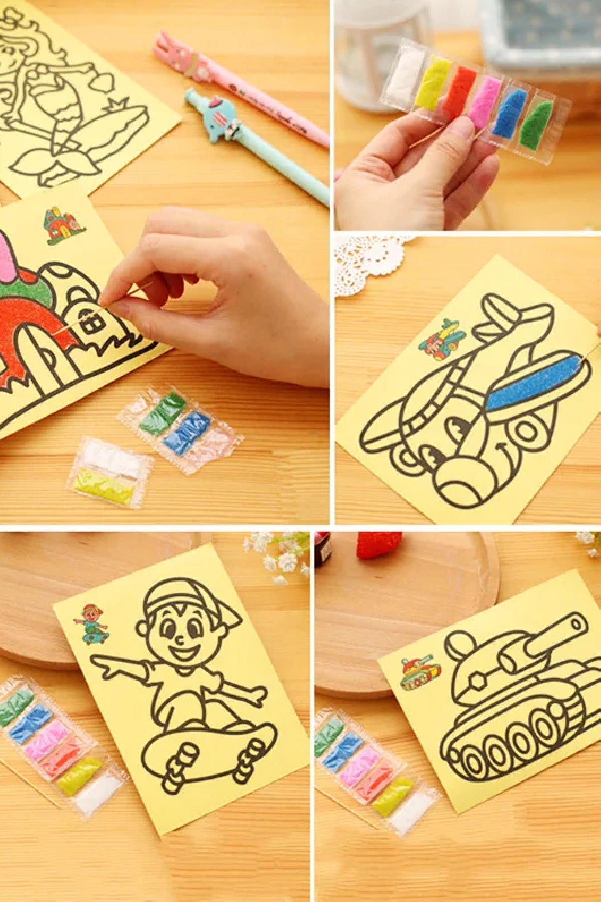 Kum Boyama A4 Kum Boyama Seti, Büyük Boy Kum Boyama Seti 1 Adet - Indirimsepeti