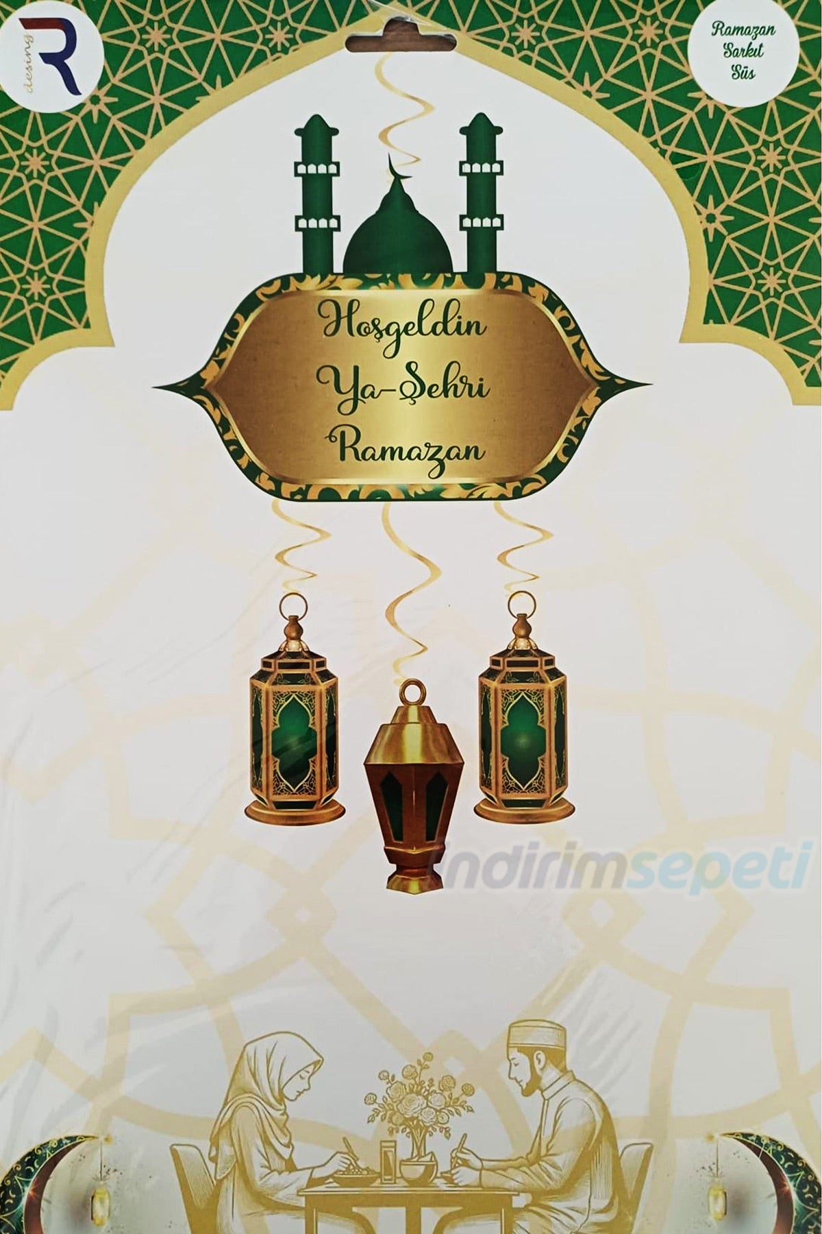 Hoş Geldin Ramazan Dekoratif Mekan Süsü 4 Parça Motifli Sarkıt Ramazan Süsü Yeşil Hoş geldin Ya Şehri Ramazan