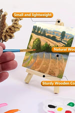 3'lü Çocuk Ressam Seti - 3 Ad. 20 x 20 cm Ön çizimli Tuval, 2 Ad. Fırça, Palet, Boya ve Şövale - Indirimsepeti