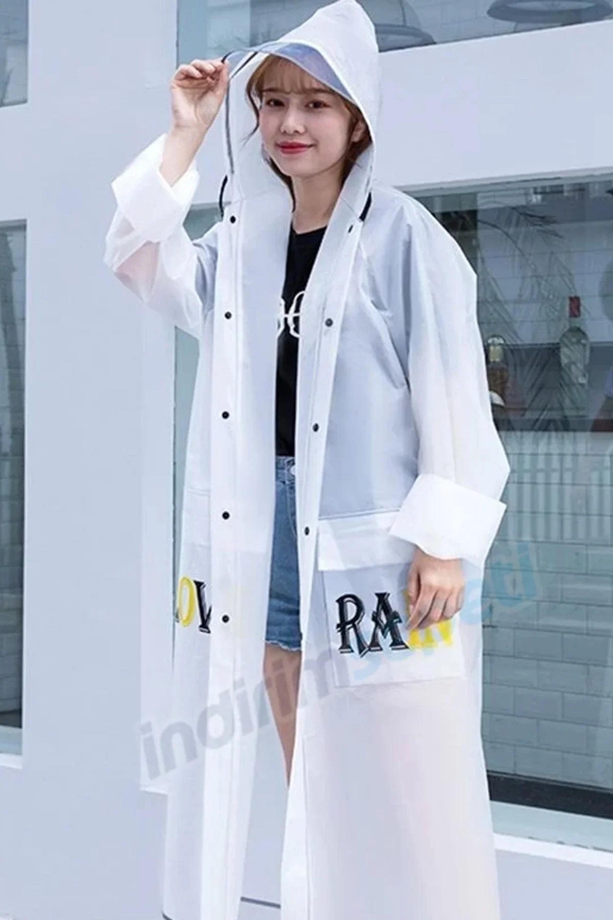 Kalite Unisex Yağmurluk Cepli Dayanıklı Love Rain Taşıma Çantalı L - indirimsepeti