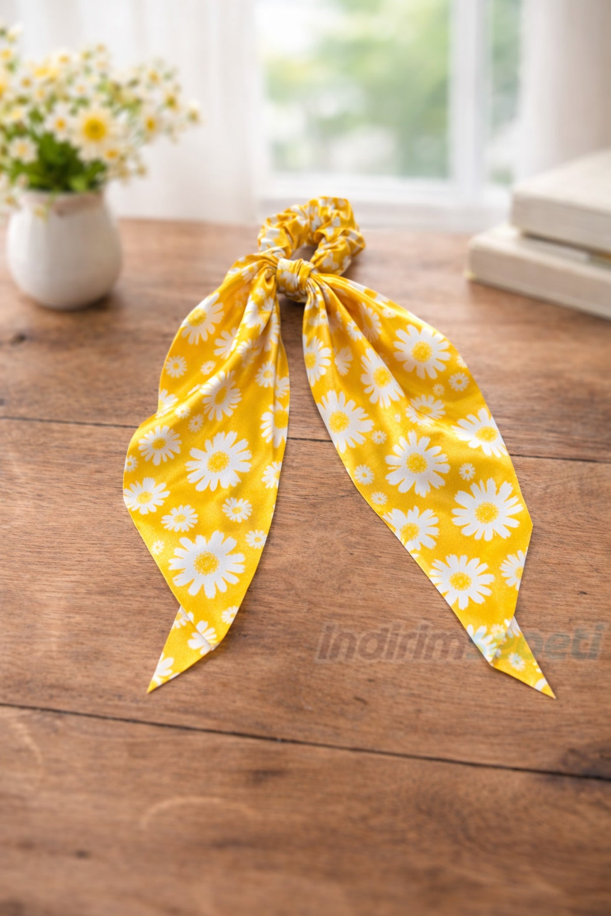 Saten Simit Lastik Toka – Uzun Fiyonklu Şık Saç Tokası | Desenli & Günlük Kullanım Karışık Model 1 Adet