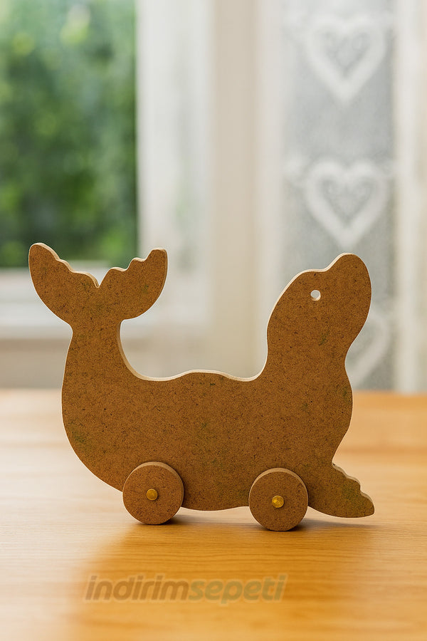 Ahşap Fok Balığı Boyama Objesi – 20×17 cm | Anaokulu Etkinlik Malzemesi