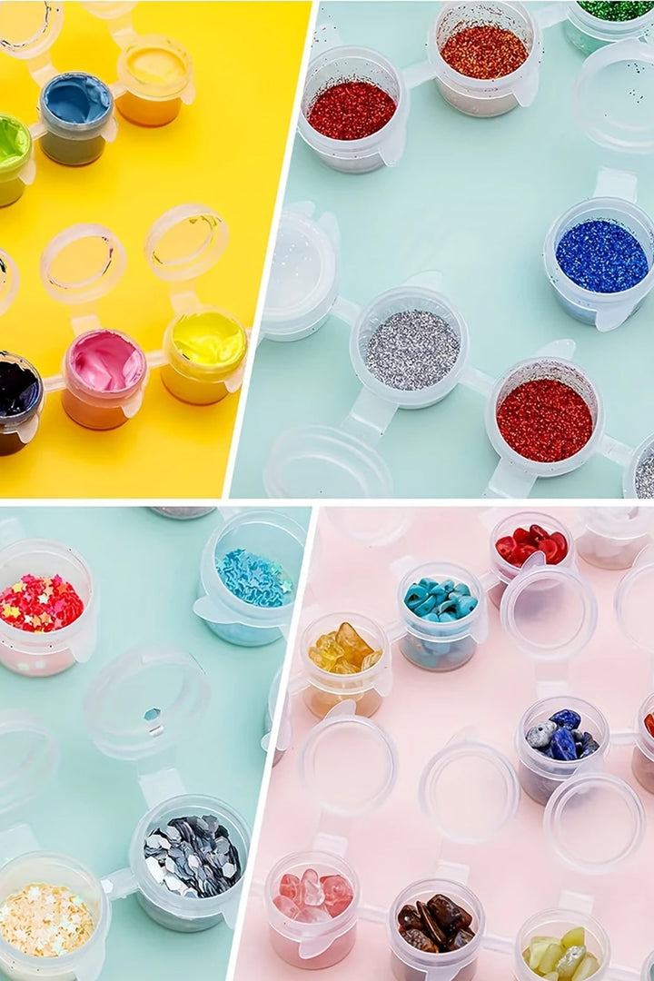 25 ml cc Kapasiteli Pratik Plastik Boya Kutusu – 6'lı Şerit 6x 20Ml 1 Adet - Indirimsepeti
