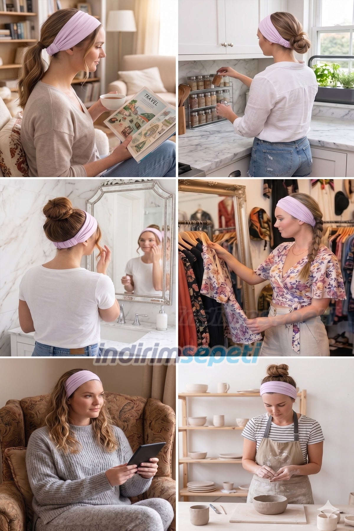 Açık Lila Pamuklu Kumaş Lastikli Bandana – Saç Aksesuarı Esnek Saç Bandı - indirimsepeti