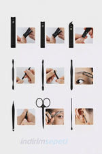 Manikür Pedikür Seti Tırnak Manikür Pensi Set 17 Pcs Tırnak Eti Manikür Makası Siyah Nokta Temizleme