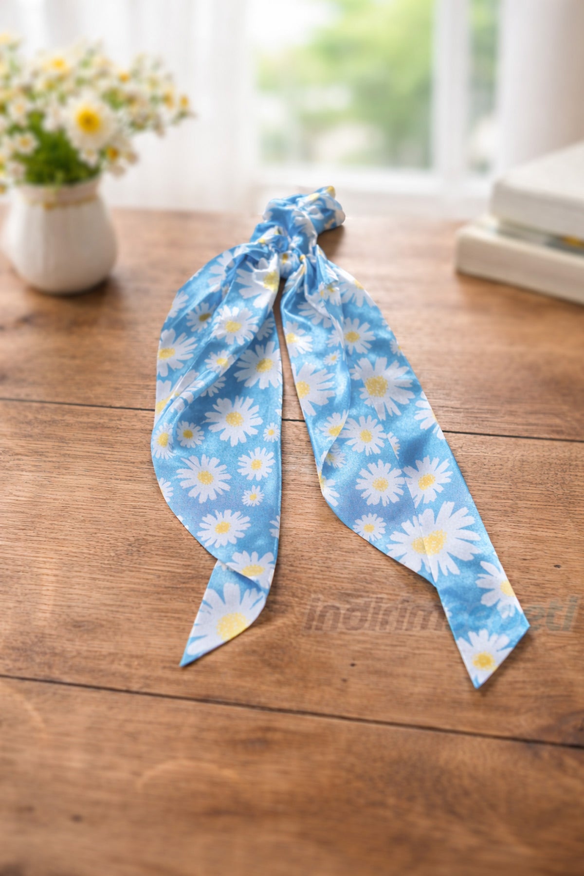 Saten Simit Lastik Toka – Uzun Fiyonklu Şık Saç Tokası | Desenli & Günlük Kullanım Karışık Model 1 Adet