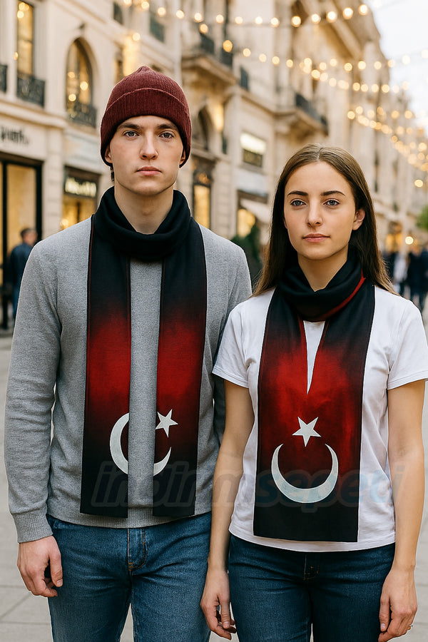 Ayyıldız Desenli Fular – 18x116 cm |  Polyester Kumaş Etkinlikler Milli günler Kurumsal temsiller