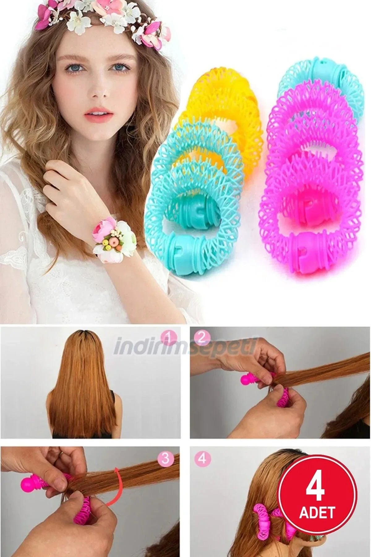 Sihirli Saç Bigudi Spiral Bukleler Rulo Donuts Curl Saç Şekillendirici Aracı Saç 4 Adet - Indirimsepeti