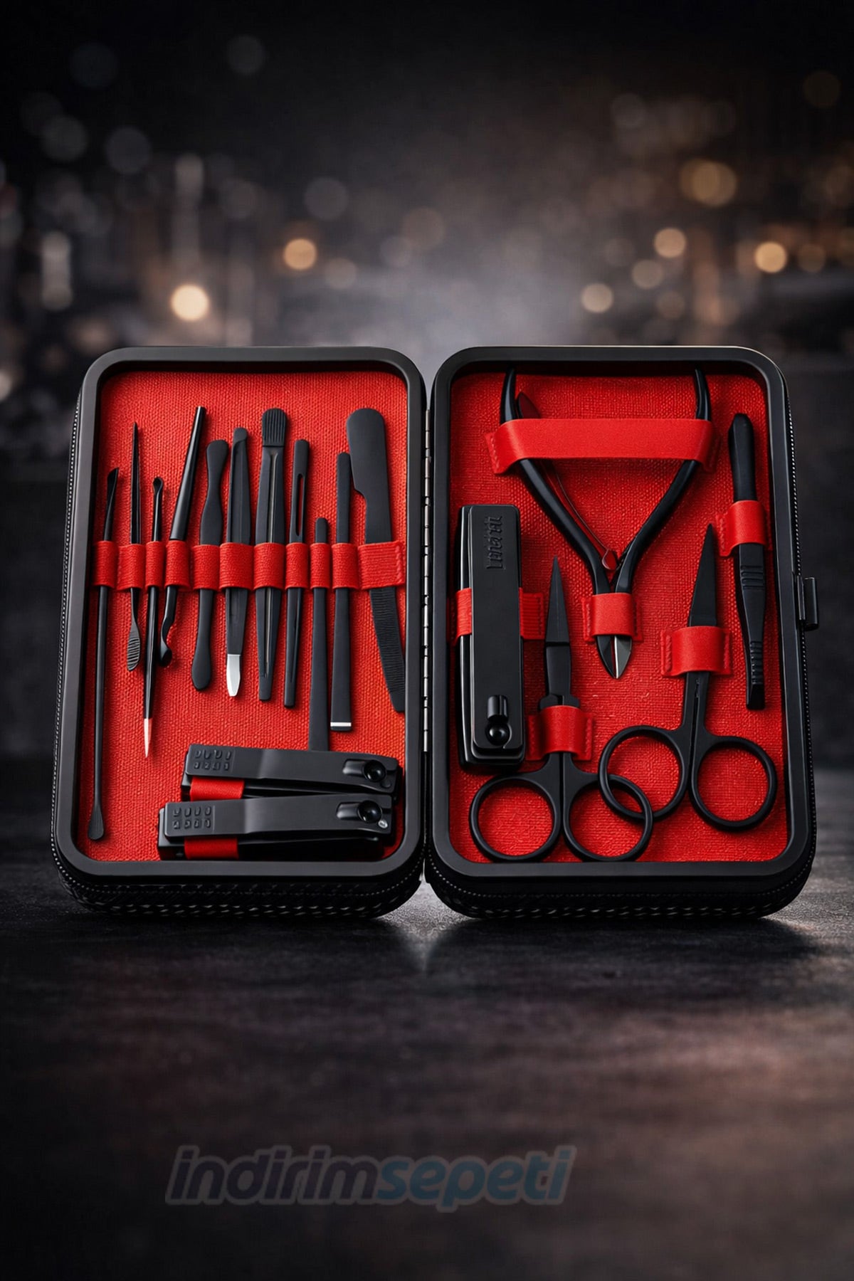 Manikür Pedikür Seti Tırnak Manikür Pensi Set 17 Pcs Tırnak Eti Manikür Makası Siyah Nokta Temizleme