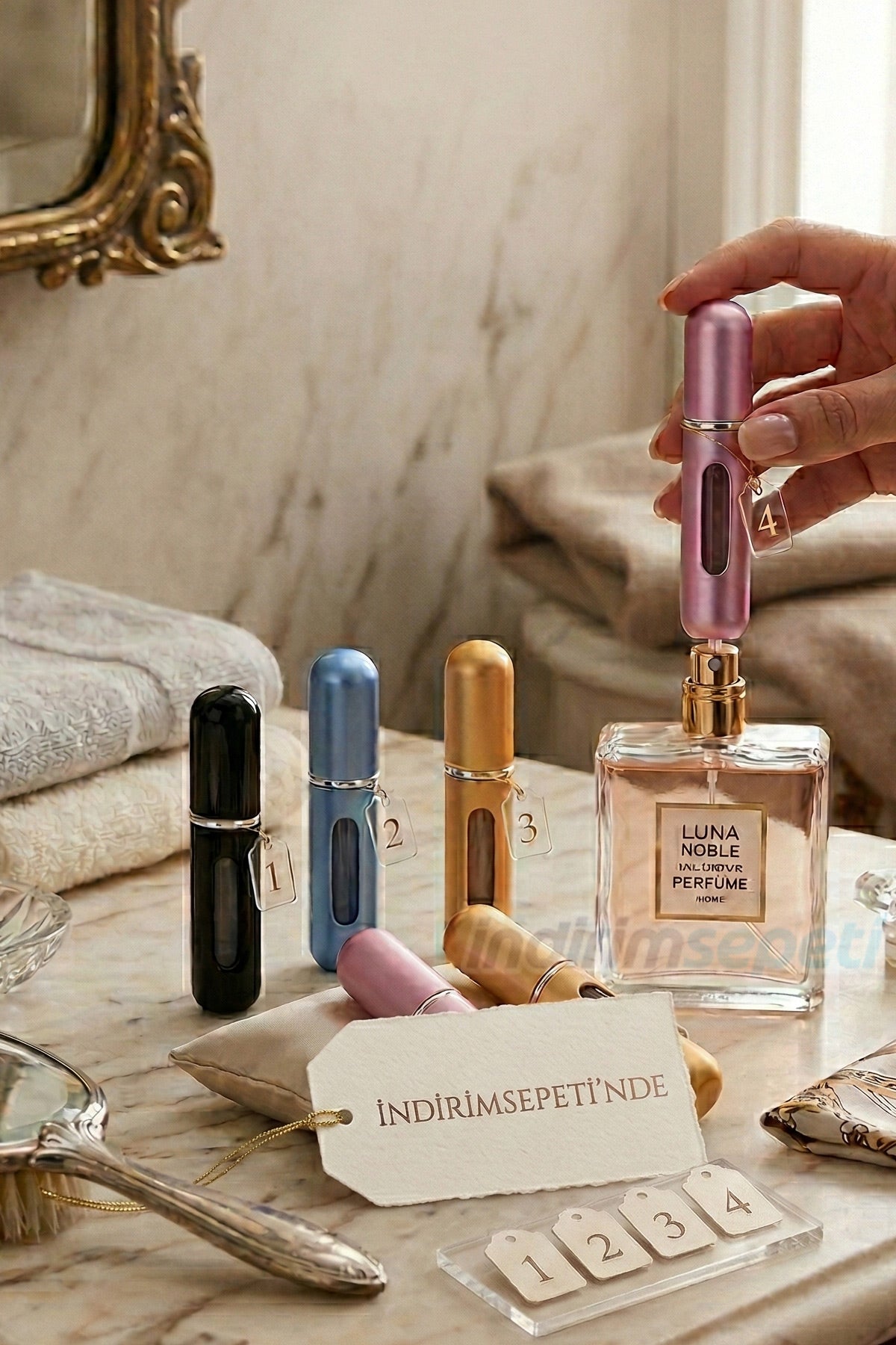 4 Adet Taşınabilir Parfüm Şişesi Sprey Seti – Karışık Renk Mini Doldurulabilir Parfüm Atomizer Seyahat Boy