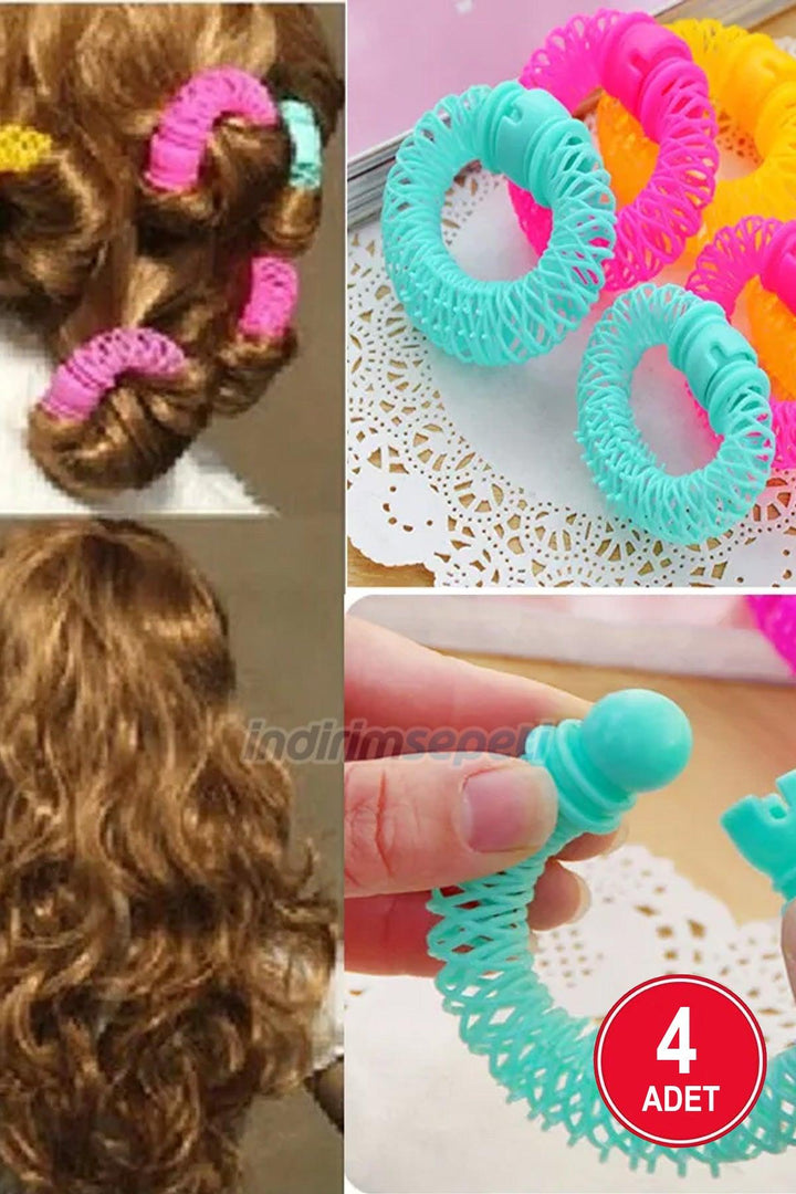 Sihirli Saç Bigudi Spiral Bukleler Rulo Donuts Curl Saç Şekillendirici Aracı Saç 4 Adet