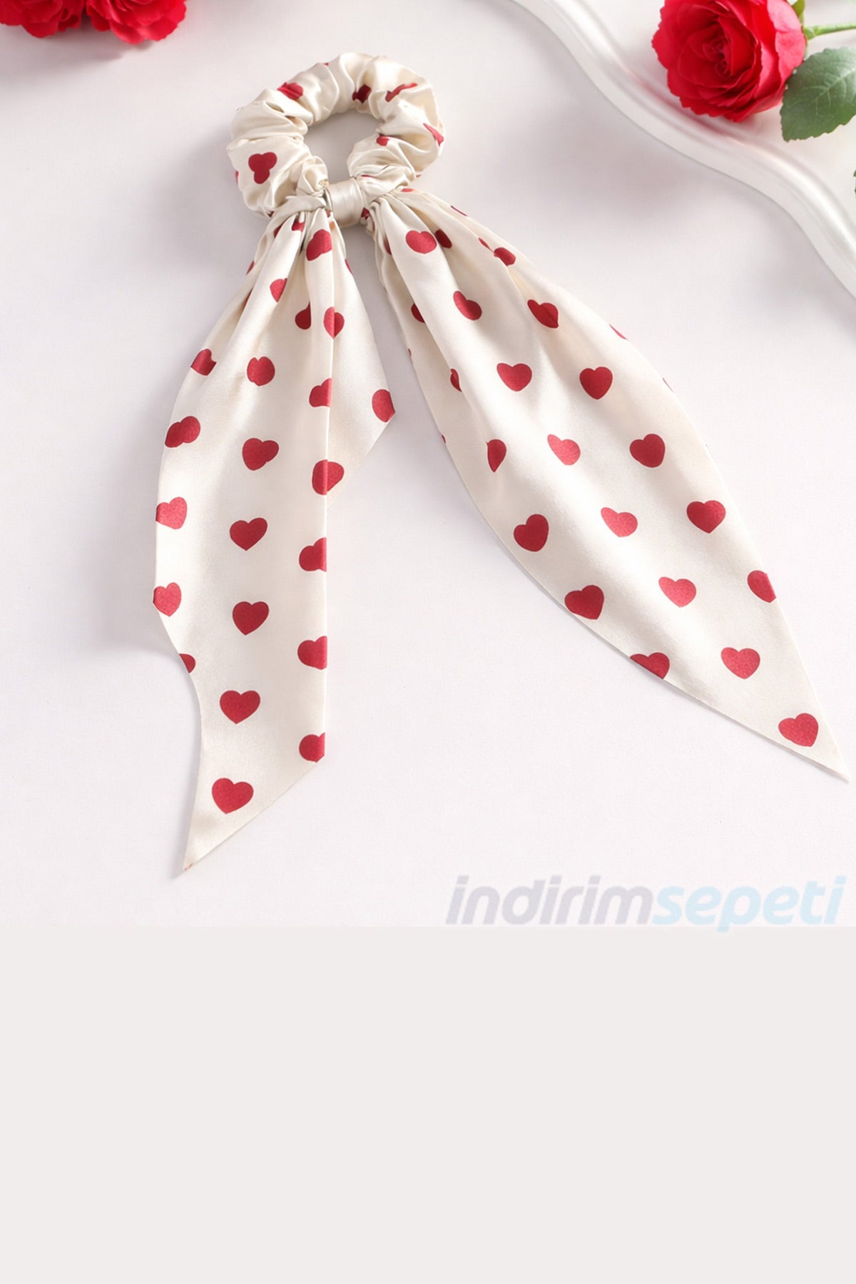 Saten Simit Lastik Toka – Uzun Fiyonklu Şık Saç Tokası | Desenli & Günlük Kullanım Karışık Model 1 Adet