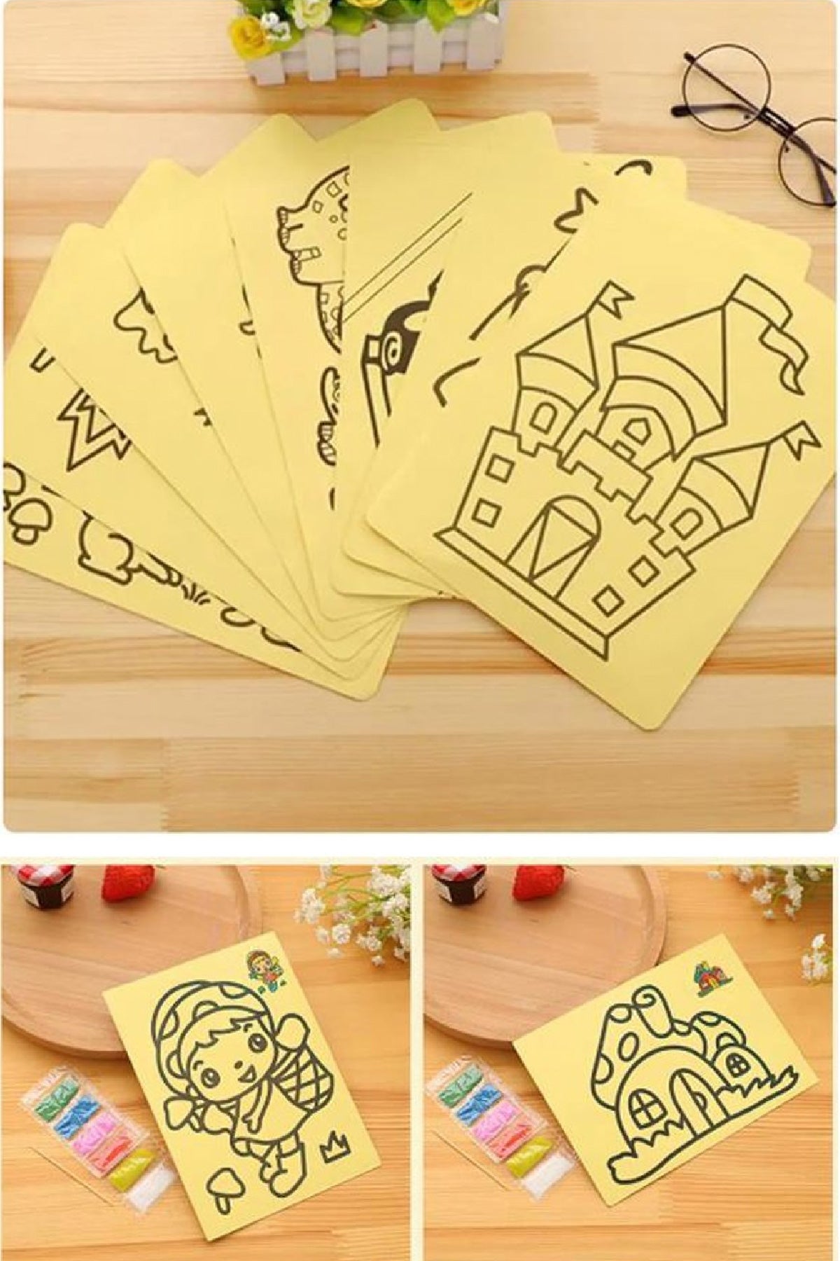 Kum Boyama A4 Kum Boyama Seti, Büyük Boy Kum Boyama Seti 1 Adet - Indirimsepeti