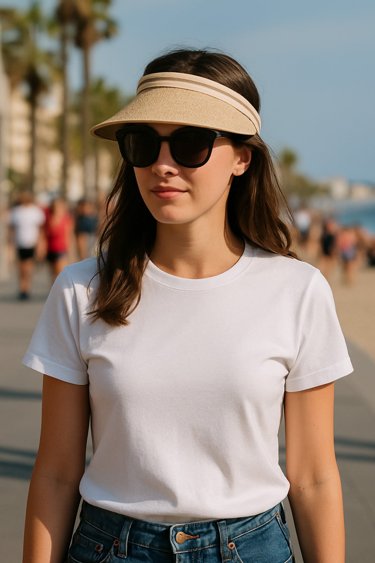 Hasır Şapka Taç Tipi Güneş Vizörü Özel Hafif ve Şık Plaj Vizörü Hasır Siperlik Farklı Model Renk - Indirimsepeti