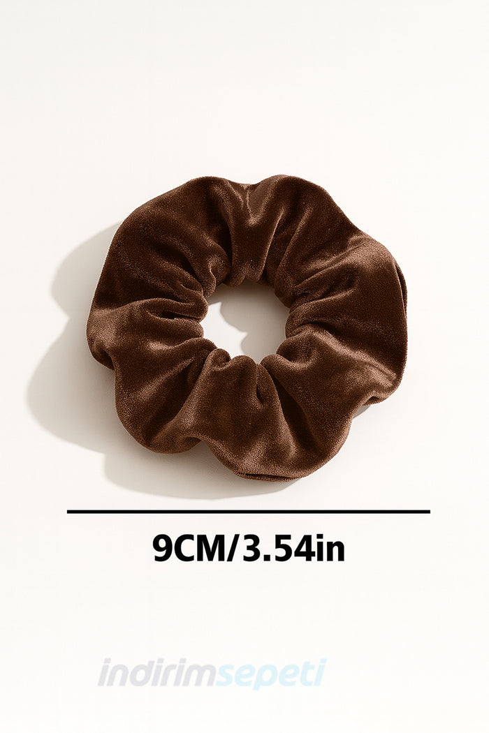 Kadife Saç Lastik Toka – Büyük Boy Nazik, Şık ve Günlük Kullanıma Uygun Kadın Saç Aksesuarı Kahverengi