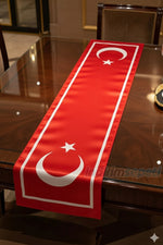 Ay Yıldızlı Desen Premium Saten Fular – 30x130 cm | Resmi Organizasyon Kurumsal Tören Stil - indirimsepeti