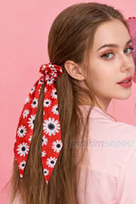 Saten Simit Lastik Toka – Uzun Fiyonklu Şık Saç Tokası | Desenli & Günlük Kullanım Karışık Model 1 Adet