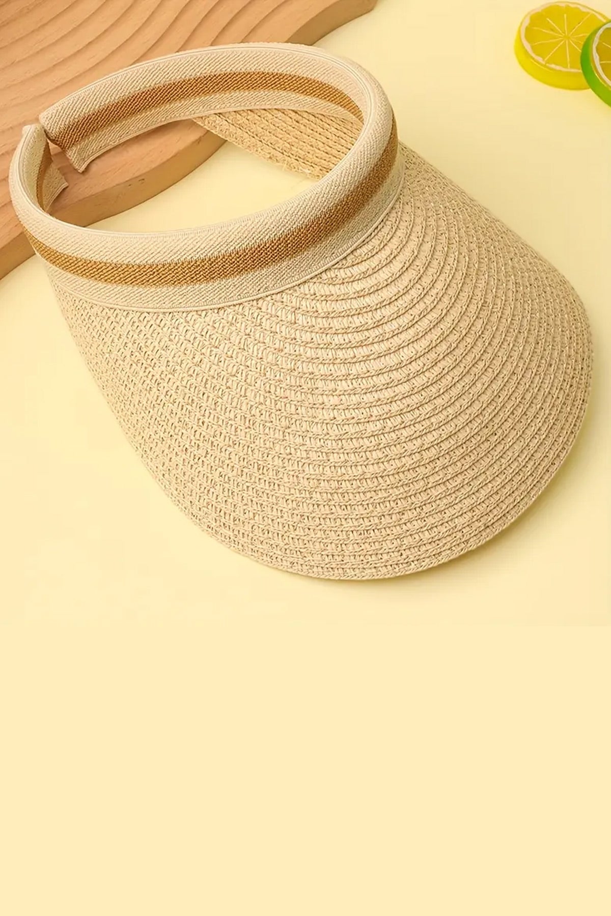 Hasır Şapka Taç Tipi Güneş Vizörü Özel Hafif ve Şık Plaj Vizörü Hasır Siperlik Farklı Model Renk - Indirimsepeti