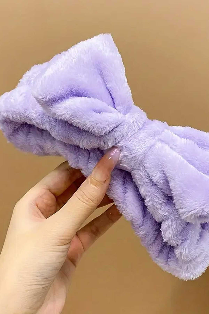 Polar Yüz ve Saç Bandı Makyaj Kafa Bandı Yıkama Spa Kafa Bandı Fiyonklu Lila - Indirimsepeti
