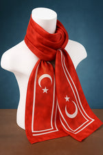 Ay Yıldızlı Bulutlu Desen Premium Saten Fular – 30x130 cm | Resmi Organizasyon Kurumsal Tören Stil - indirimsepeti