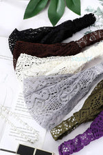 Dantelli Saç Bandı Bandanası Bahar ve Yaz Boho Stili, Lastikli Esnek Plaj ve Seyahat Gri - Indirimsepeti