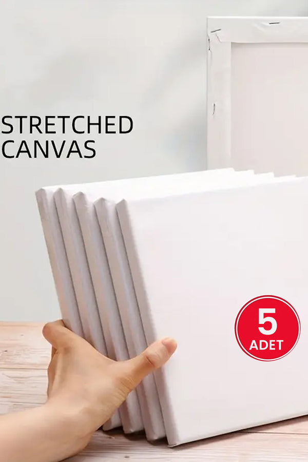 Çocuk Ressam Tuval, 15X15 cm, Boyama Seti Tuvali, 5 adet Esnek Tuval Beyaz Astarlı, Akrilik & Yağlıboya için İdeal, Başlangıçtan