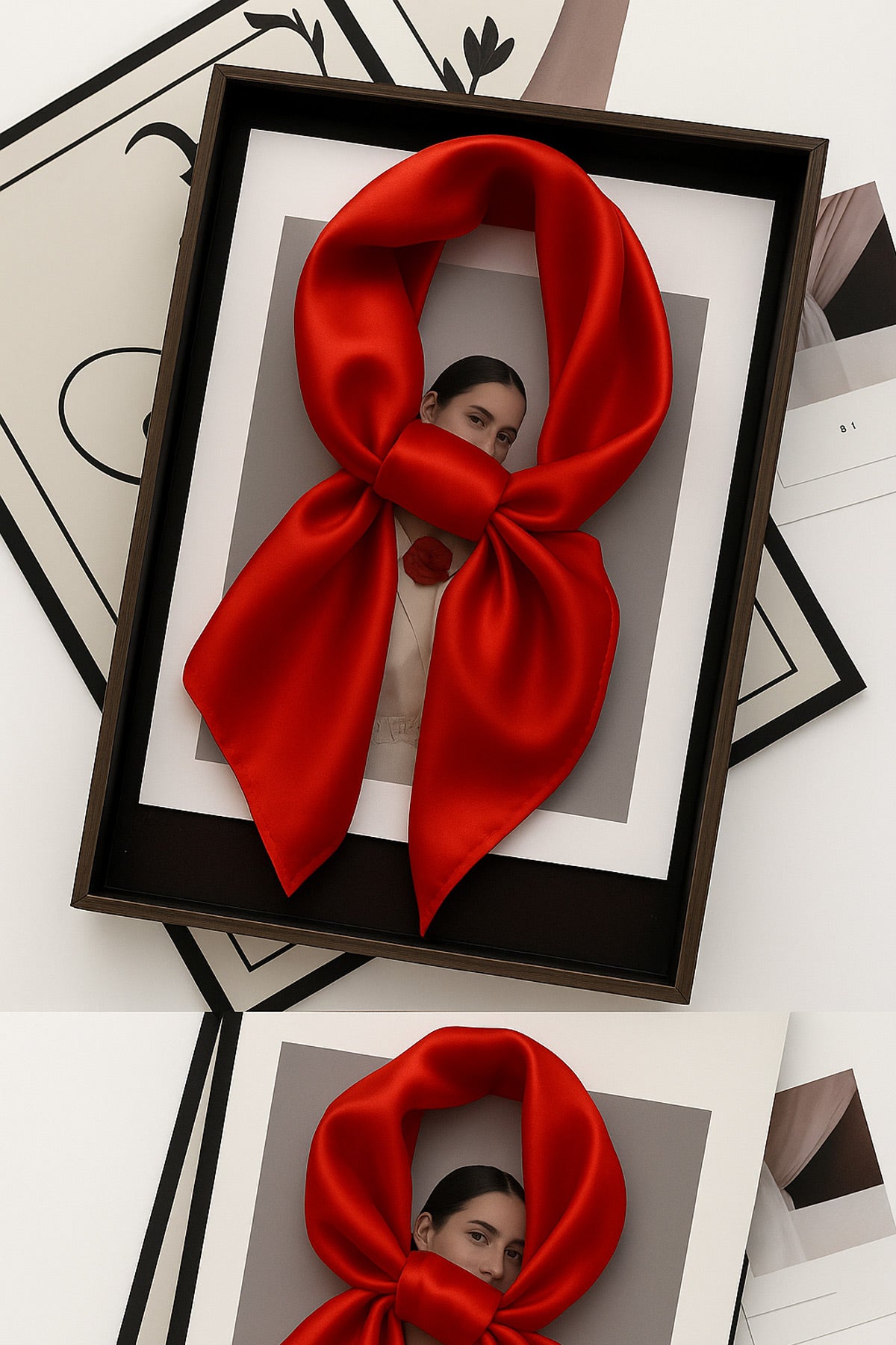 Kırmızı Parlak Saten  Eşarp Bandana Polyester Etkinlik Kutlama 23 Nisan, 29 Ekim, 19 Mayıs