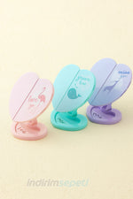 Kalpli Melek Ayna ve Tarak Modeli 3 Parça Katlanır Portatif Masaüstü Kozmetik Ayna Makyaj Aynası Hediyelik 1 Adet