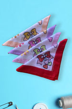 Çiçek Tatlı Desenli Pamuklu Kare  Eşarp Nefes Alabilir Boyun Eşarp Günlük Güneş Koruyucu 4 Adet - Indirimsepeti