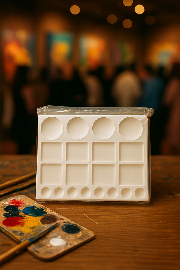 Resim Paleti  Büyük Boy 20 Bölmeli 25x33 cm | Akrilik, Guaj, Sulu Boya ve Yağlı Boya Karıştırma Paleti