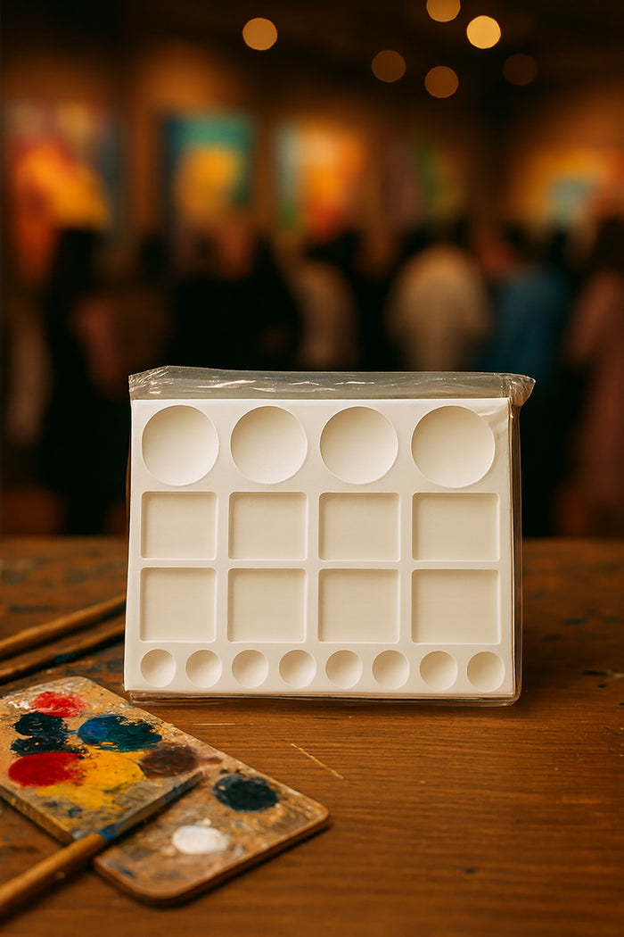 Resim Paleti  Büyük Boy 20 Bölmeli 25x33 cm | Akrilik, Guaj, Sulu Boya ve Yağlı Boya Karıştırma Paleti