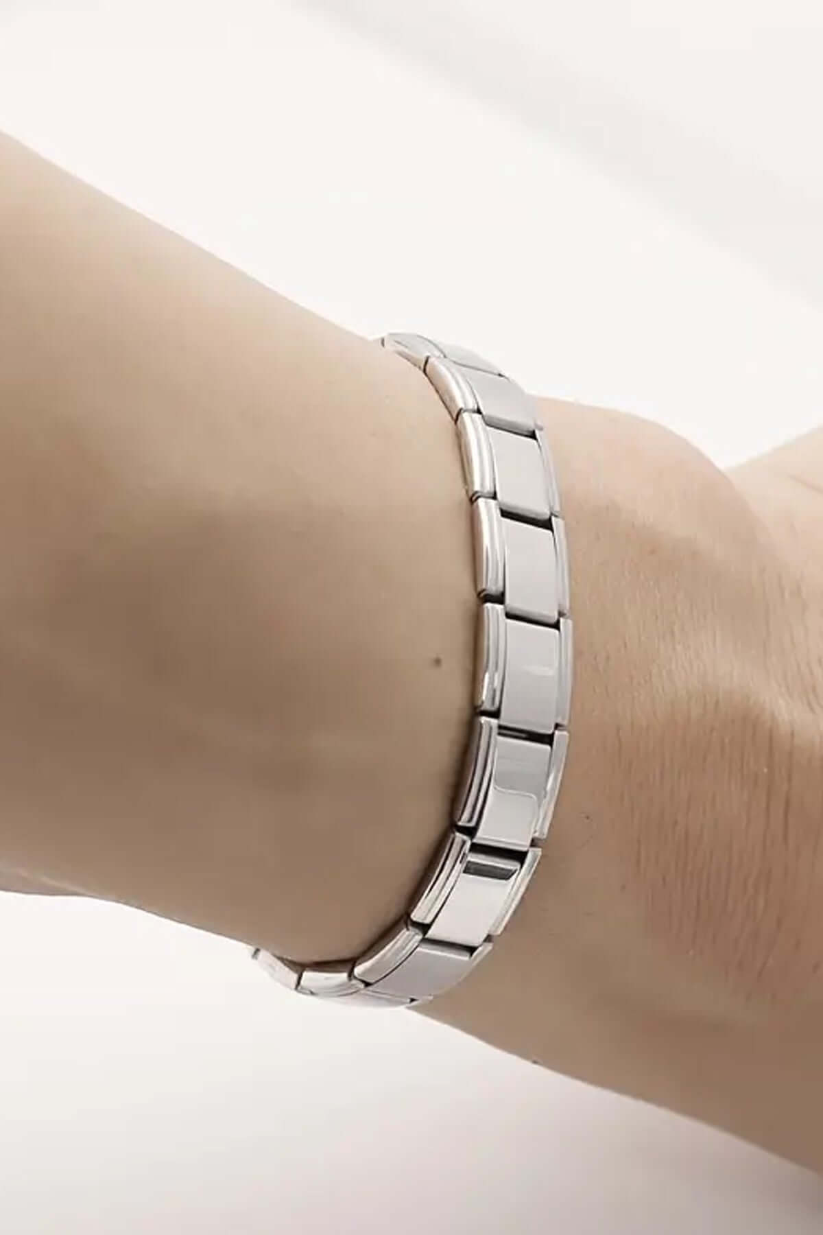 Charm Çelik Bileklik, Ayrılabilir Yaylı Paslanmaz Çelik Bileklik, Montajlı Paslanmaz Bileklik Kişiselleştirilebilir Çelik, Gümüş Renk