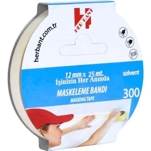 Her Bant Maskeleme Doğal Kauçuk 12 mm x 25 mt Bant