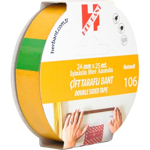 Her bant 24mm x 25mt PP Hotmelt Çift Taraflı Bant - Indirimsepeti