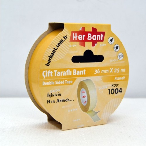 Her bant 36Mm x 25Mt Çift Taraflı Band Slim Bant Pp-Hotmelt Yüksek Kalite - Indirimsepeti