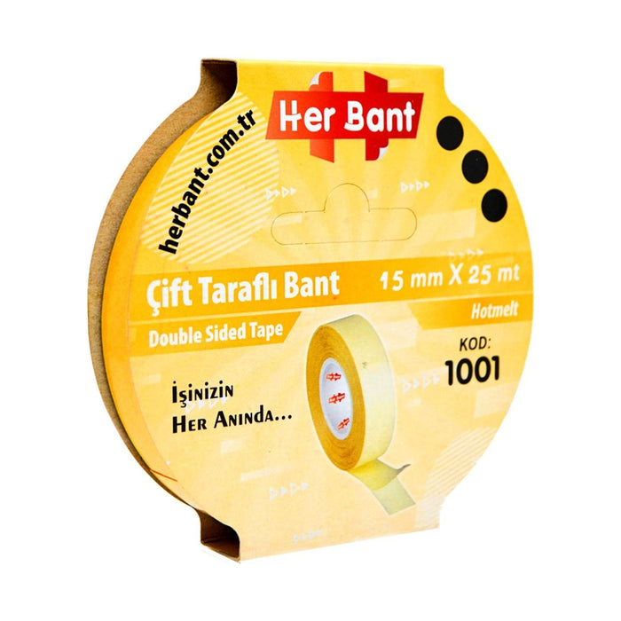Her bant 15mm x 25mt PP Hotmelt Çift Taraflı Bant - Indirimsepeti