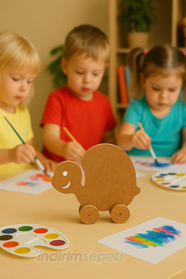 Ahşap Kaplumbağa Boyama Objesi – 19×16 cm | Çocuklar İçin Eğlenceli Hobi Figürü
