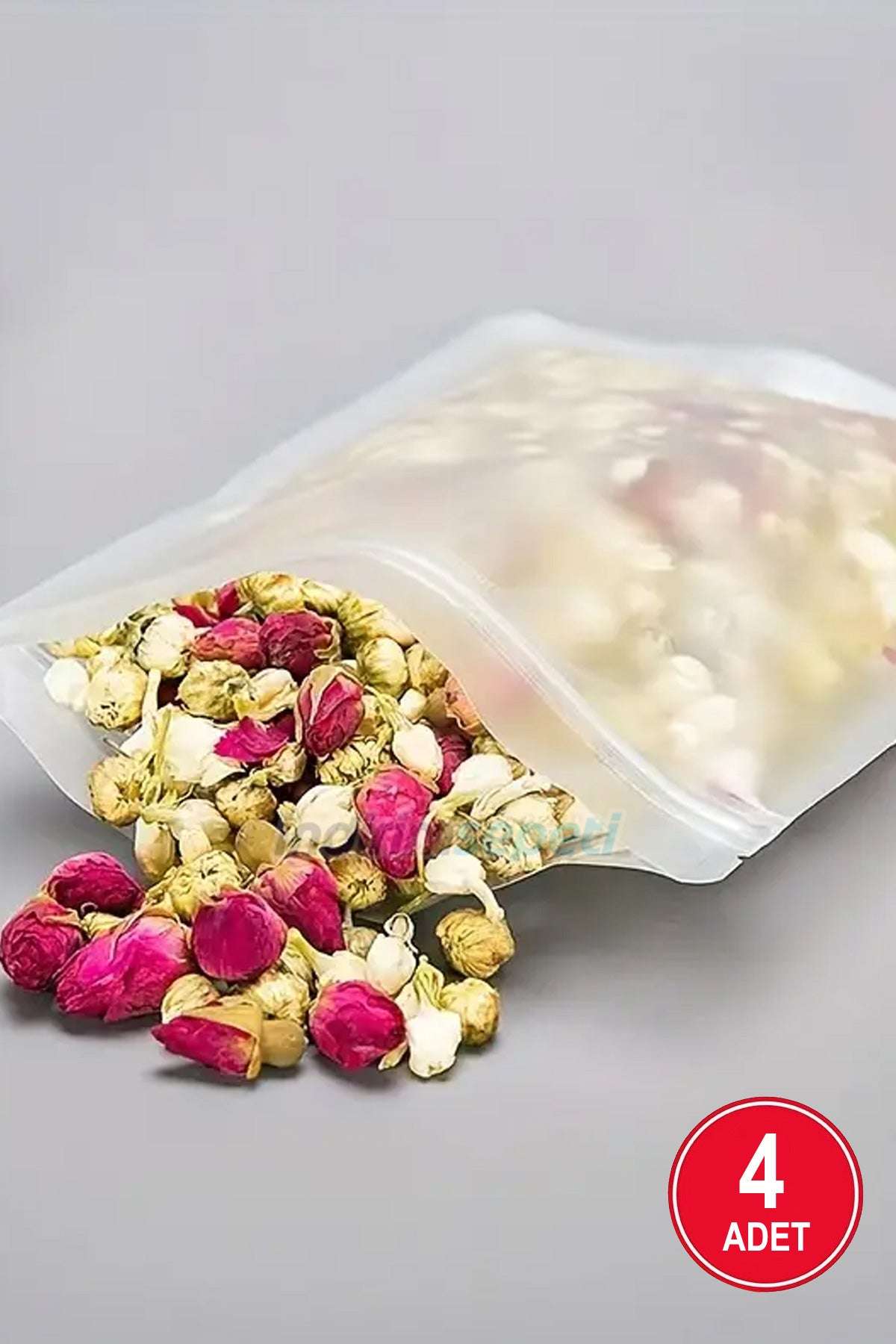 4 Adet Fermuarlı Plastik Gıda Poşeti Buzlu Şeffaf Kilitli Tabanlı 26,5 x 16 cm - Indirimsepeti