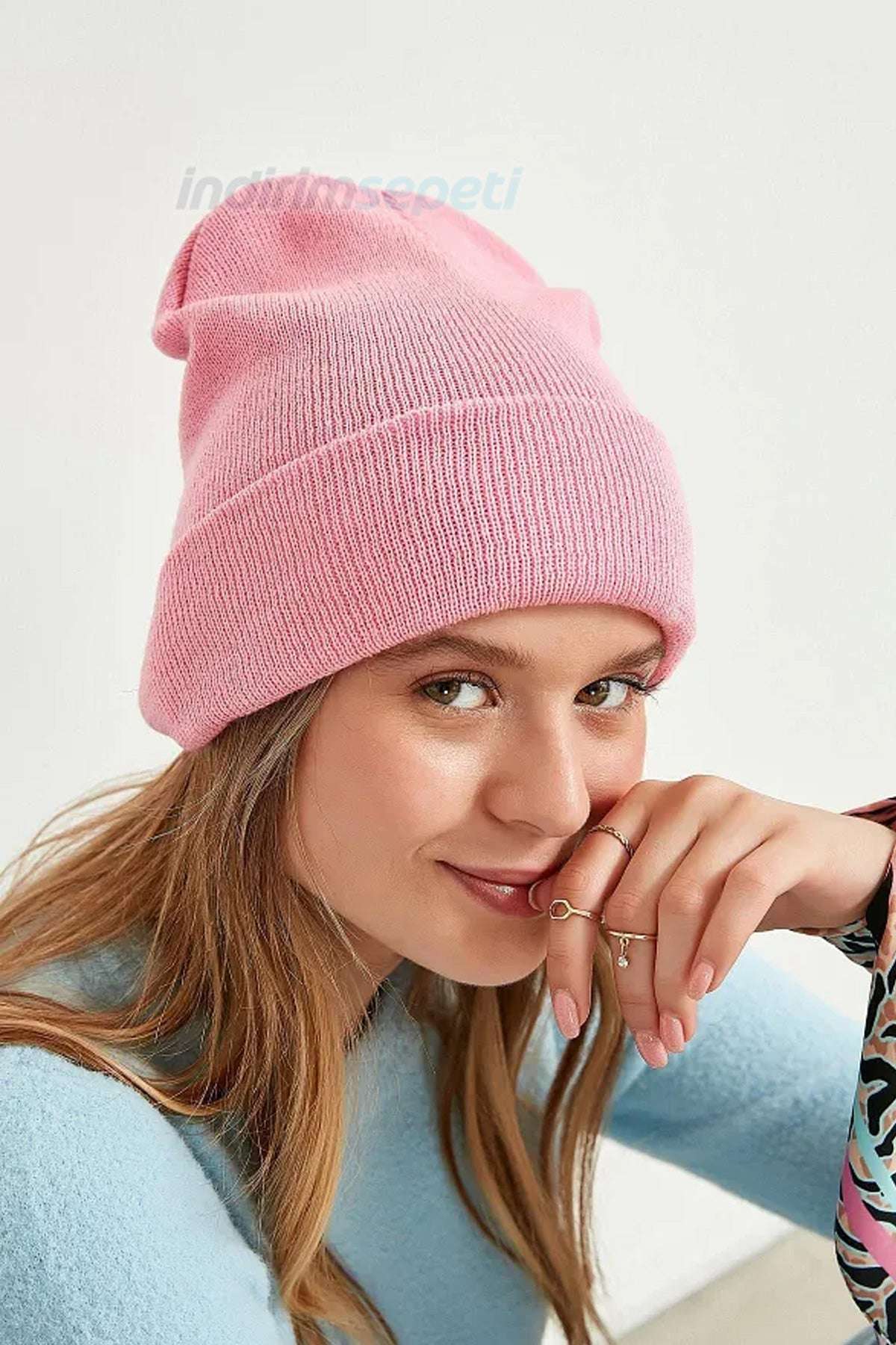 Bere Triko Örme Bay Bayan Katlamalı Sonbahar Kış Basic Siyah,Taş,Bebe Pembe  3'lü Set - Indirimsepeti