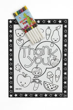 Kabartmalı Boyama Seti PVC Kaplama  “Thank You” Temalı Meyve ve Sebze Karakterli Çocuk Aktivite Seti + 6 Renkli Keçeli Kalem