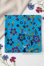 Mavi Çiçek Desenli Pamuklu Bandana 52x52 cm – Çok Amaçlı Şık Fular & Saç Bandı Aksesuar - indirimsepeti