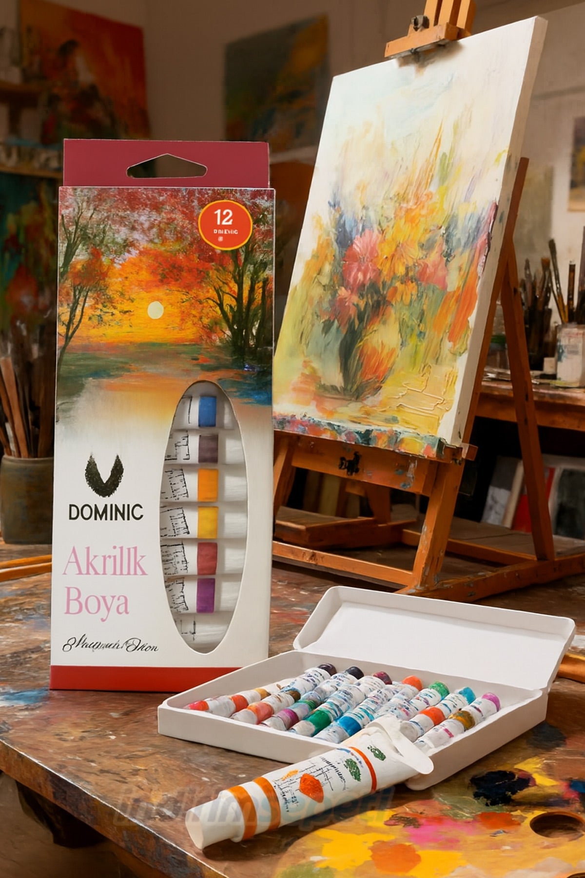 Akrilik Boya Seti Canlı ve Dayanıklı 12x9 ml – Tuval, Ahşap, Karton Uyumlu Başlangıç ve Sanat Projeleri - indirimsepeti