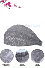 Dantelli Saç Bandı Bandanası Bahar ve Yaz Boho Stili, Lastikli Esnek Plaj ve Seyahat Gri - Indirimsepeti