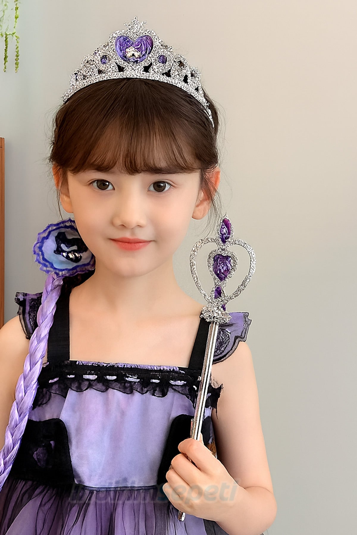 Kuromi 3’lü Kız Çocuk Taç, Asa ve Örgü Saç Tokası Seti – Mor Prenses - indirimsepeti