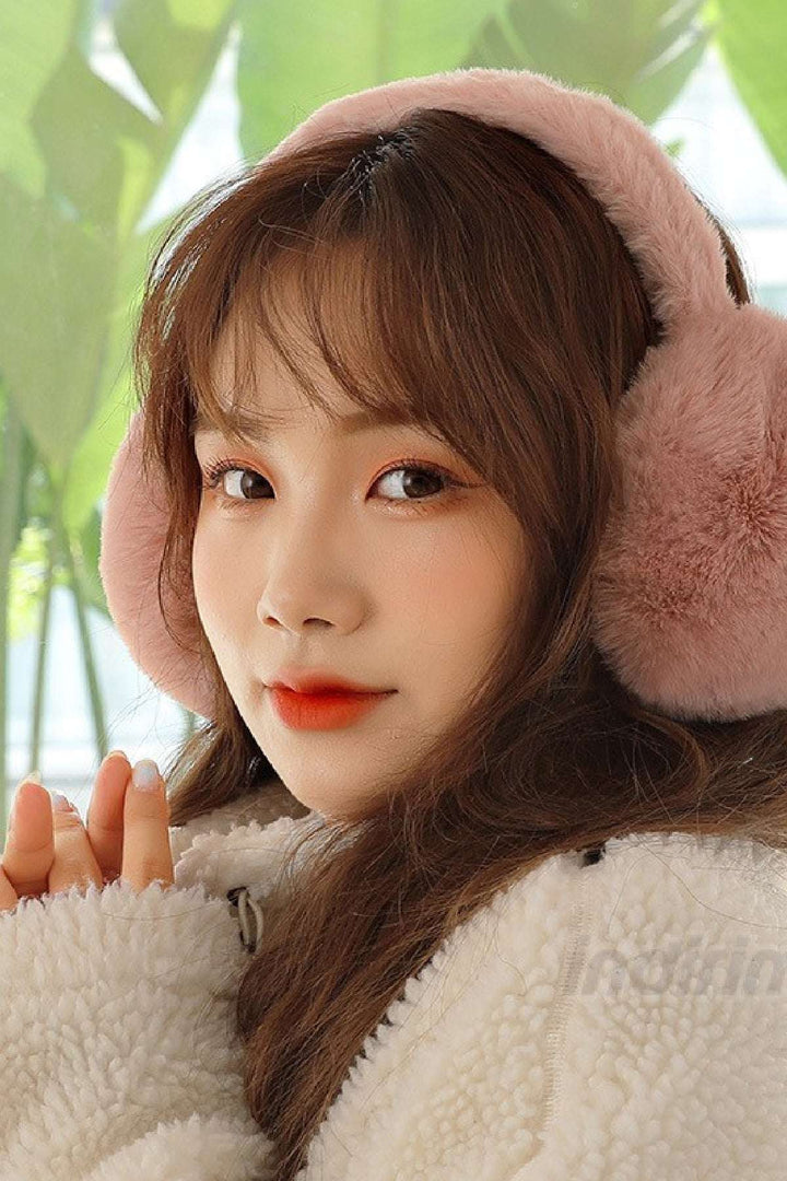 Trend Peluş Kulaklık Katlanır Model Soğuk Koruyucu Peluş Kalın Kışlık Soft Kulaklık Gül Kurusu - Indirimsepeti