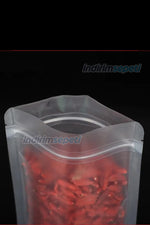 4 Adet Fermuarlı Plastik Gıda Poşeti Buzlu Şeffaf Kilitli Tabanlı 13 x 22 cm - Indirimsepeti