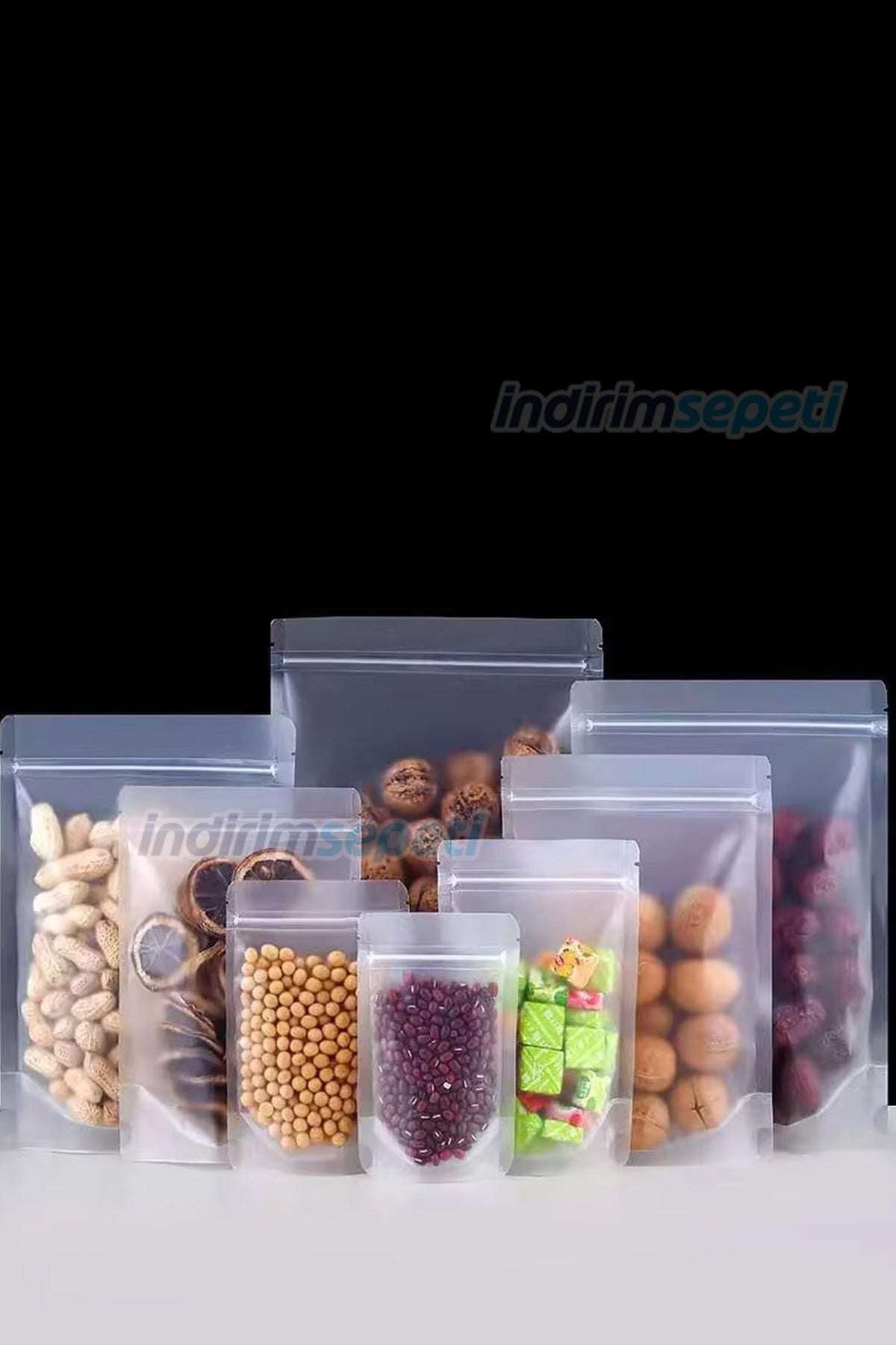 4 Adet Fermuarlı Plastik Gıda Poşeti Buzlu Şeffaf Kilitli Tabanlı 11 x 18 cm - Indirimsepeti