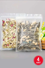 4 Adet Fermuarlı Plastik Gıda Poşeti Buzlu Şeffaf Kilitli Tabanlı 11 x 18 cm - Indirimsepeti