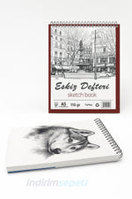 Eskiz Defteri A5 Spiralli Çizim Defteri 50 Yaprak – 100 gr Kalın Kağıt – Üstten Açılır Spiralli Sketch Book - indirimsepeti